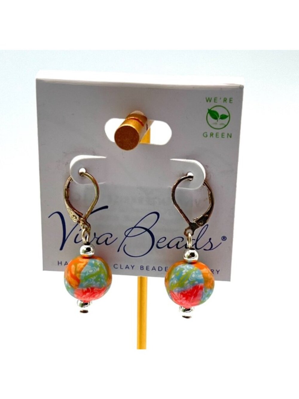 Viva Beads “Coral Reef” Handmade Clay Bead Earrings – New With Tags